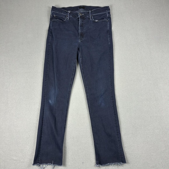 Mother Jeans Womens 30 Dark Wash Mid Rise Dazzler Ankle Fray Raw Hem Denim